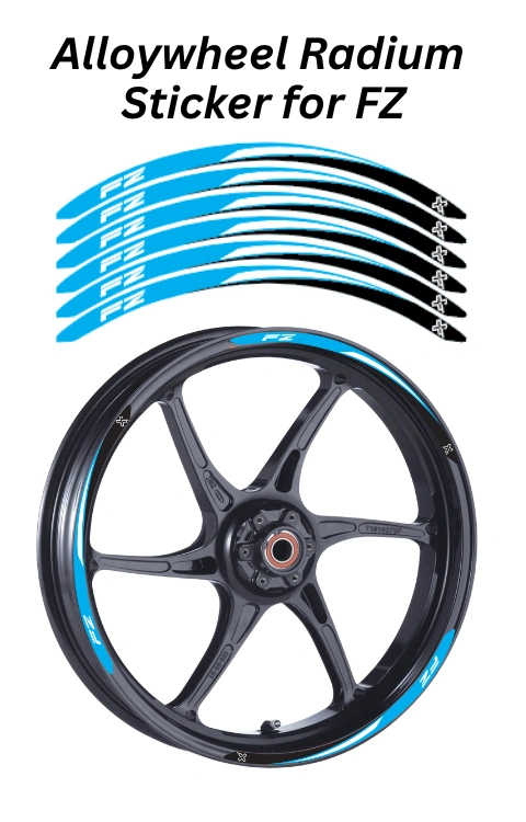 Alloy Wheel Radium Sticker Compatible with FZ | Made in Premium Radium with FPF (Fade Protection Film), Waterproof, Precut Sticker, Pack Of 12